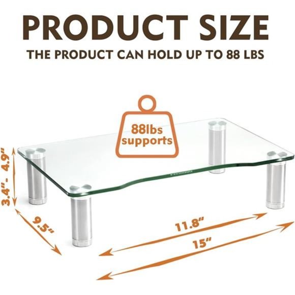 2 Pack Computer Monitor Riser with Height Adjustable Multi Media Desktop Stand - Picture 3 of 7